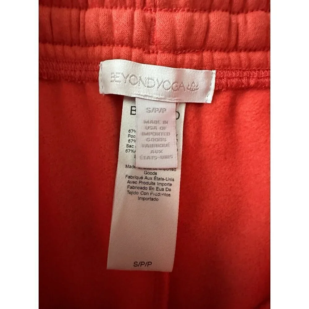 Beyond Yoga On The Go Cotton Blend Joggers Sweatpants S Orange $98 NWT